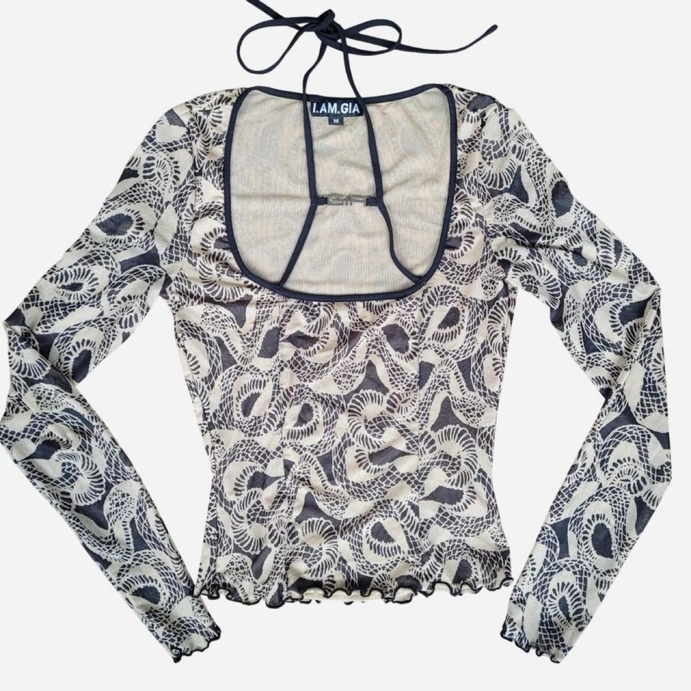 I.AM.GIA Micro Mesh Sheer Medusa Top Rave Party Top - Picture 3 of 5